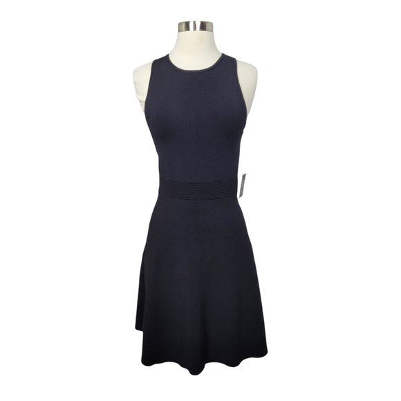 NWT Express Black Sleeveless LBD Fit & Flare Knee Length Skater Dress Size Small - Picture 2 of 8